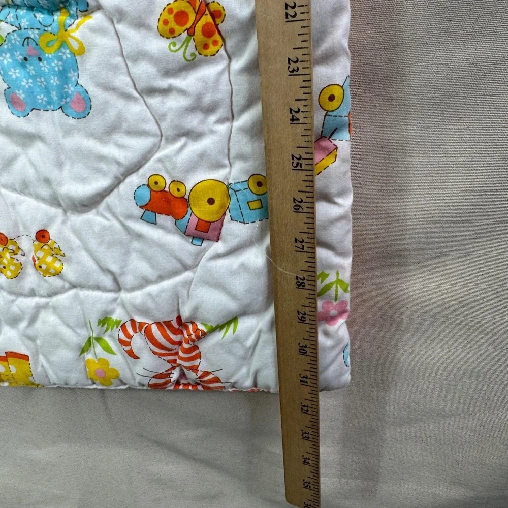 Springs Mills VTG‎ Toddler Quilt Sleeping Bag Blanket White Orange Animals 31x20